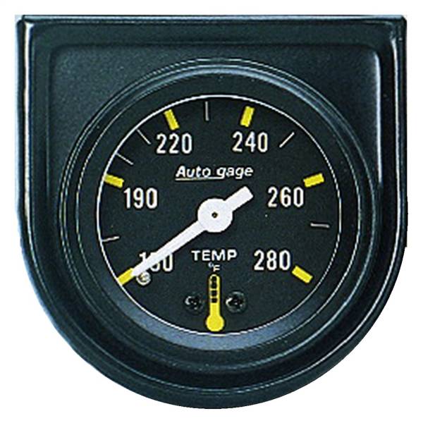 AutoMeter - Autometer GAUGE CONSOLE; WATER TEMP; 1.5in.; 280deg.F; MECH; BLK DIAL; BLK BEZEL; AUTOGAGE | 2352