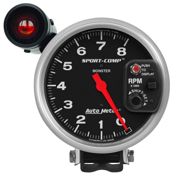 AutoMeter - Autometer GAUGE; TACHOMETER; 5in.; 8K RPM; PEDESTAL W/EXT. SHIFT-LITE; SPORT-COMP | 3905