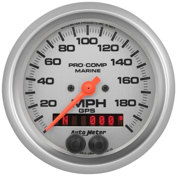 AutoMeter - Autometer GAUGE; SPEEDOMETER; 3 3/8in.; 200MPH; GPS; MARINE SILVER | 200639-33