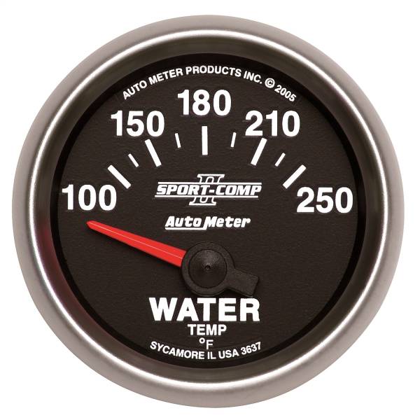 AutoMeter - Autometer GAUGE; WATER TEMP; 2 1/16in.; 100-250deg.F; ELECTRIC; SPORT-COMP II | 3637