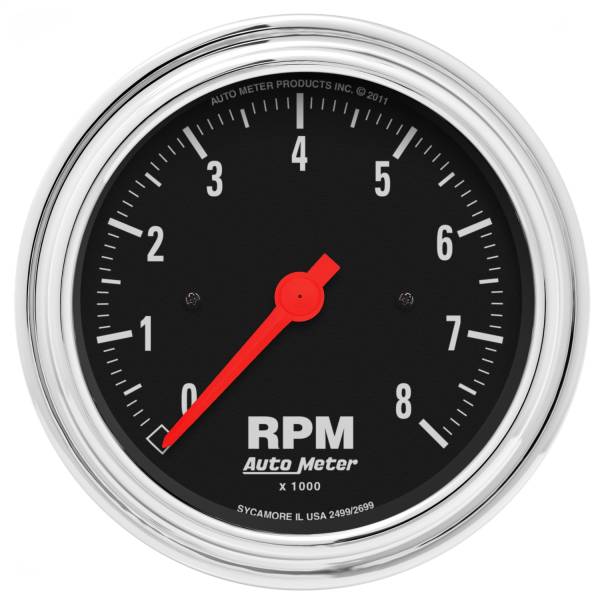 AutoMeter - Autometer GAUGE; TACHOMETER; 3 3/8in.; 8K RPM; IN-DASH; TRADITIONAL CHROME | 2499