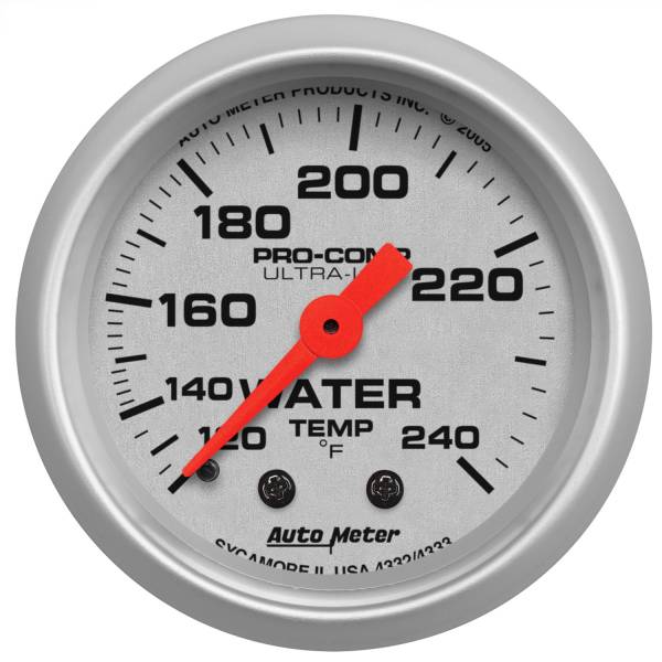 AutoMeter - Autometer GAUGE; WATER TEMP; 2 1/16in.; 120-240deg.F; MECHANICAL; ULTRA-LITE | 4332