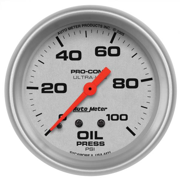 AutoMeter - Autometer GAUGE; OIL PRESSURE; 2 5/8in.; 100PSI; MECHANICAL; ULTRA-LITE | 4421