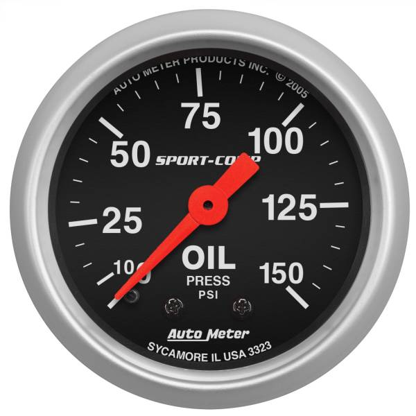 AutoMeter - Autometer GAUGE; OIL PRESSURE; 2 1/16in.; 150PSI; MECHANICAL; SPORT-COMP | 3323
