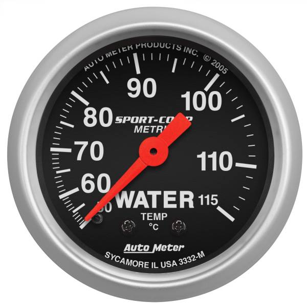 AutoMeter - Autometer GAUGE; WATER TEMP; 2 1/16in.; 50-115deg.C; MECHANICAL; SPORT-COMP | 3332-M