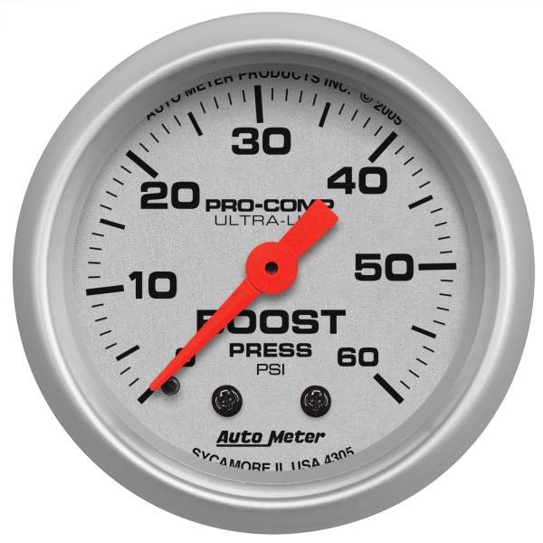AutoMeter - Autometer GAUGE; BOOST; 2 1/16in.; 60PSI; MECHANICAL; ULTRA-LITE | 4305