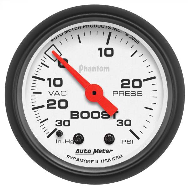 AutoMeter - Autometer GAUGE; VAC/BOOST; 2 1/16in.; 30INHG-30PSI; MECHANICAL; PHANTOM | 5703