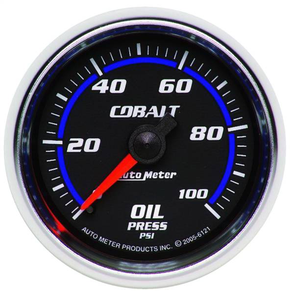 AutoMeter - Autometer GAUGE; OIL PRESSURE; 2 1/16in.; 100PSI; MECHANICAL; COBALT | 6121