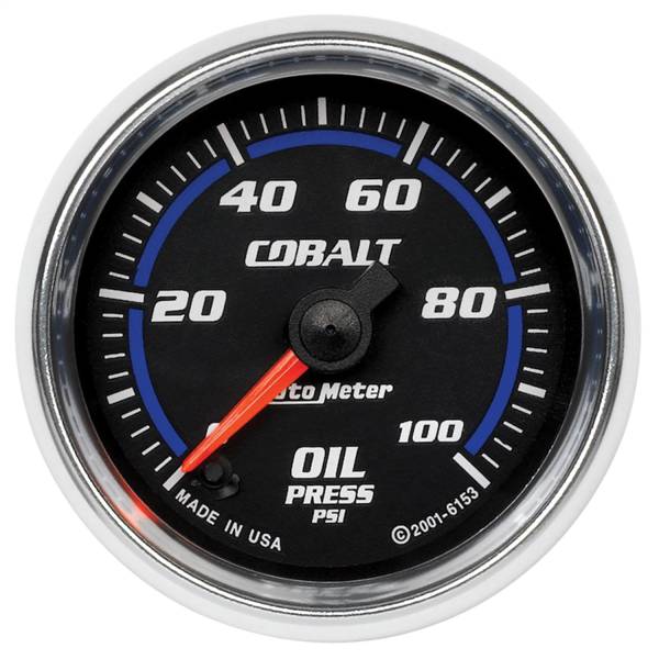 AutoMeter - Autometer GAUGE; OIL PRESSURE; 2 1/16in.; 100PSI; DIGITAL STEPPER MOTOR; COBALT | 6153