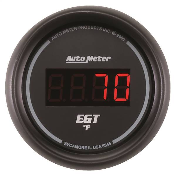 AutoMeter - Autometer GAUGE; PYROMETER (EGT); 2 1/16in.; 1600deg.F; DIGITAL; BLACK DIAL W/RED LED | 6345