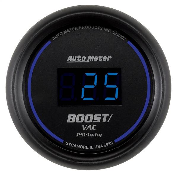 AutoMeter - Autometer GAUGE; VAC/BOOST; 2 1/16in.; 30INHG-30PSI; DIGITAL; BLACK DIAL W/BLUE LED | 6959