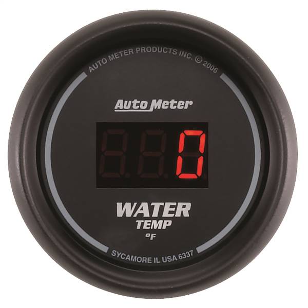 AutoMeter - Autometer GAUGE; WATER TEMP; 2 1/16in.; 340deg.F; DIGITAL; BLACK DIAL W/RED LED | 6337