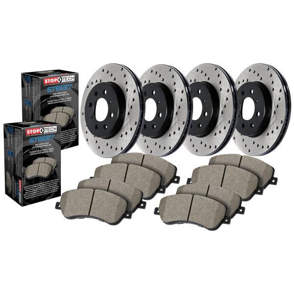 StopTech - StopTech Street Axle Pack Drilled Front/Rear Brake Kit | 936.58002