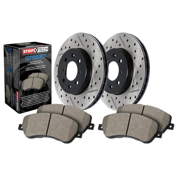 StopTech - StopTech Street Axle Pack; Drilled and Slotted; Front Brake Kit | 938.66015