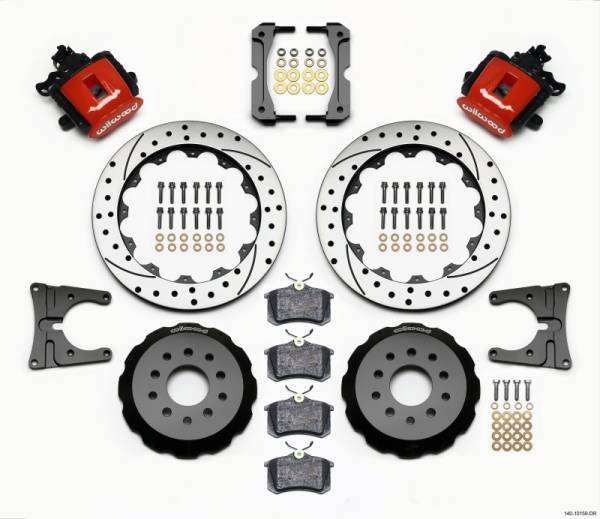 Wilwood - Wilwood Combination Parking Brake Rear Kit 12.88in Drilled Red 2005-2014 Mustang