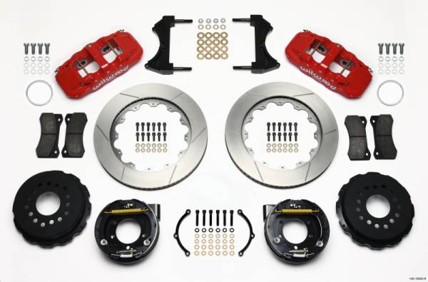 Wilwood - Wilwood AERO4 Rear P-Brake Kit 14.00in Red 2005-2014 Mustang