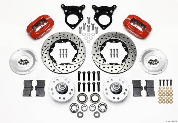 Wilwood - Wilwood Forged Dynalite Front Kit 11.00in Drilled Red 87-93 Mustang 5 Lug