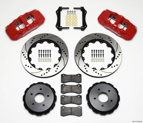 Wilwood - Wilwood AERO4 Rear Kit 14.00in Drilled Red 97-04 Corvette C5/Z06 05-13 C6