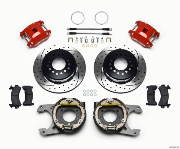 Wilwood - Wilwood D154 P/S P-B Kit Drilled-Red Jeep Dana 35 2.56 Off 5-lug w/ lines