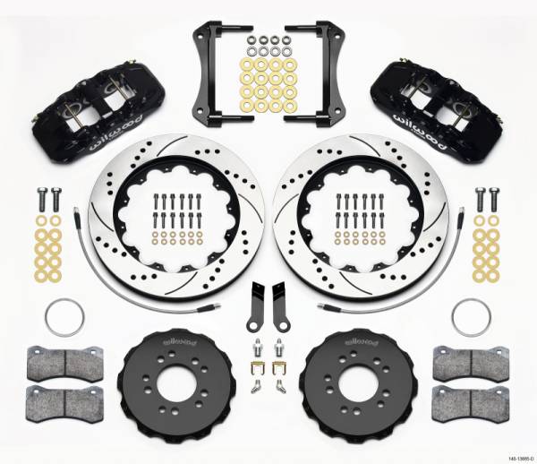 Wilwood - Wilwood AERO6 Front Hat Kit 14.00 Drilled 2005-2014 Mustang w/ BMR Suspn. w/Lines