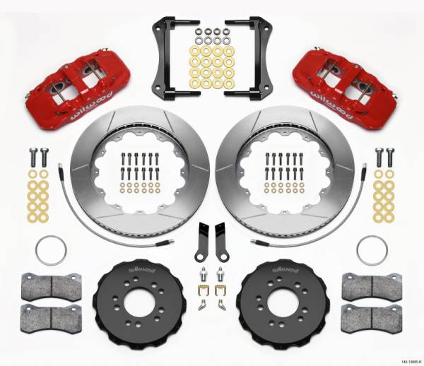 Wilwood - Wilwood AERO6 Front Hat Kit 14.00 Red 2005-2014 Mustang w/ BMR Suspn. w/Lines