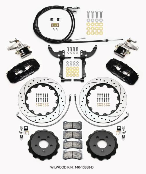 Wilwood - Wilwood AERO4 / MC4 Rear Kit 14.00 Drilled 2015-Up Mustang w/Lines & Cables