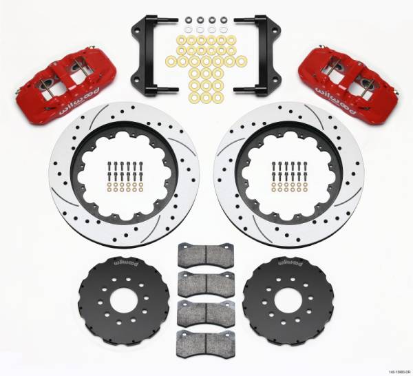 Wilwood - Wilwood AERO6 Front Hat Kit 15.00 Drilled Red 97-04 Corvette C5/Z06 05-13 C6