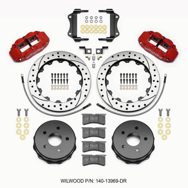 Wilwood - Wilwood Narrow Superlite 4R Rear Kit 12.88in Drilled Red 2007-up Jeep JK w/Lines