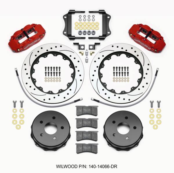 Wilwood - Wilwood Narrow Superlite 4R Rear Kit 14.00in Drilled Red 2007-up Jeep JK w/Lines