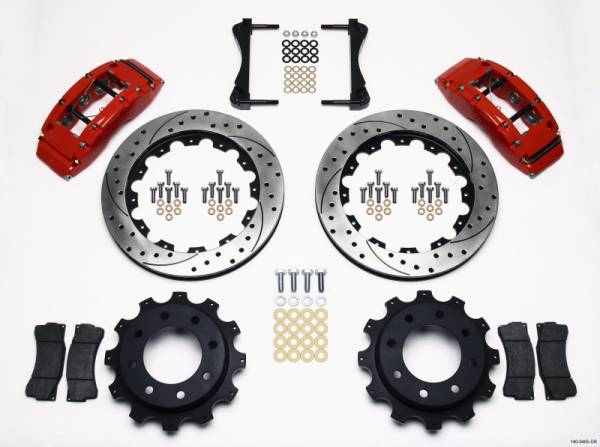 Wilwood - Wilwood TC6R Rear Kit 16.00in Drilled Red 1999-2010 GM H2 / 2500 4.63 Cntr