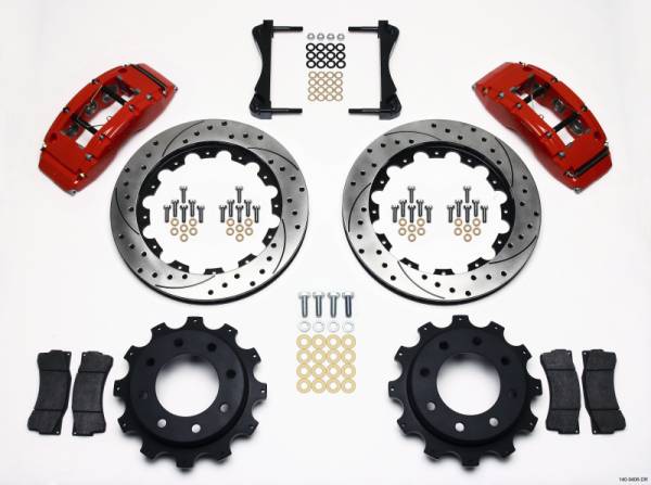 Wilwood - Wilwood TC6R Rear Kit 16.00in Drilled Red 1999-2010 GM Trk 2500 HD 4.84 Cntr