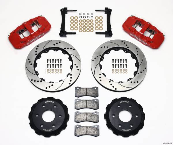 Wilwood - Wilwood AERO6 Front Truck Kit 14.25in Drill Red 1999-2014 GM Truck/SUV 1500