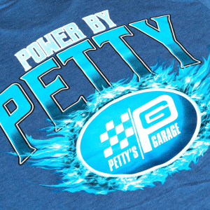 Petty's Garage - Petty's Garage 2021 'Power by Petty' T-Shirt (Blue Flame) - Image 1