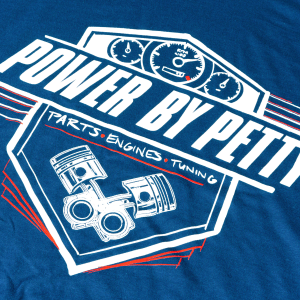 PG Apparel and Lifestyle - PG Apparel and Headwear - Petty's Garage - Petty's Garage 2021 'Power by Petty' T-Shirt (Crossed Pistons)