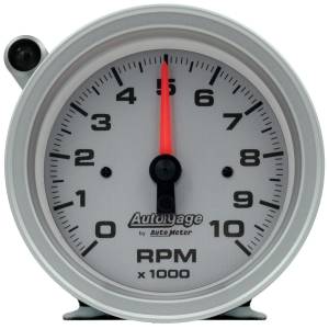 Autometer GAUGE; TACH; 3 3/4in.; 10K RPM; PEDESTAL W/EXT SHIFT LIGHT; SLVR DIAL BLK CASE; | 233909