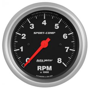 Autometer GAUGE; TACHOMETER; 3 3/8in.; 8K RPM; IN-DASH; SPORT-COMP | 3991