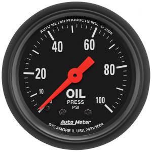 Autometer GAUGE; OIL PRESS; 2 1/16in.; 100PSI; MECHANICAL; Z-SERIES | 2604