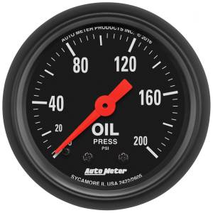 Autometer GAUGE; OIL PRESS; 2 1/16in.; 200PSI; MECHANICAL; Z-SERIES | 2605