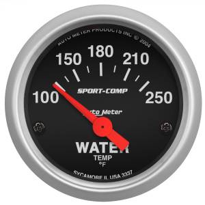 Autometer GAUGE; WATER TEMP; 2 1/16in.; 100-250deg.F; ELECTRIC; SPORT-COMP | 3337