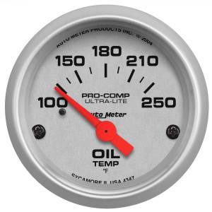 Autometer GAUGE; OIL TEMP; 2 1/16in.; 100-250deg.F; ELECTRIC; ULTRA-LITE | 4347
