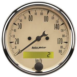 AutoMeter - Autometer GAUGE KIT; 5 PC.; 3 1/8in./2 1/16in.; ELEC. KM/H SPEEDOMETER; ANTIQUE BEIGE | 1809-M - Image 9