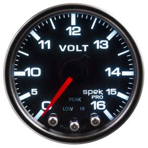 AutoMeter - Autometer GAUGE; VOLTMETER; 2 1/16in.; 16V; STEPPER MOTOR W/PEAK/WARN; BLK/SMOKE/BLK; SPEK | P34452 - Image 3