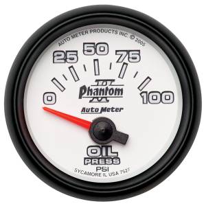 AutoMeter - Autometer GAUGE; OIL PRESSURE; 2 1/16in.; 100PSI; ELECTRIC; PHANTOM II | 7527 - Image 1