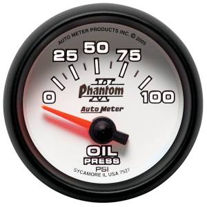AutoMeter - Autometer GAUGE; OIL PRESSURE; 2 1/16in.; 100PSI; ELECTRIC; PHANTOM II | 7527 - Image 2