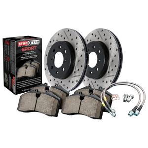 StopTech - StopTech Sport Axle Pack; Slotted and Drilled; Front Brake Kit with Brake lines | 978.66017F