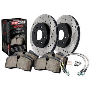 StopTech Sport Axle Pack; Drilled Rotor; Front Brake Kit with Brake lines | 979.58003F