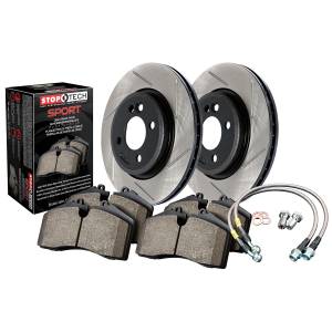 StopTech - StopTech Sport Axle Pack; Slotted Rotor; Rear Brake Kit with Brake lines | 977.61003R