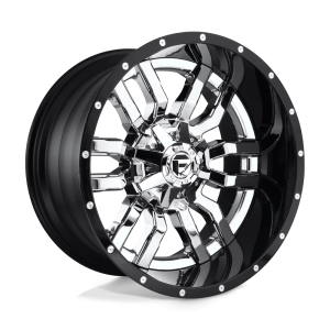 FUEL 2PC D270 SLEDGE 20X10 -18 CHROME PLATED GLOSS BLACK LIP | D27020001747