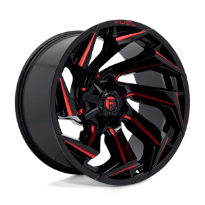 FUEL 1PC D755 REACTION 22X12 -44 GLOSS BLACK MILLED WITH RED TINT | D75522201747