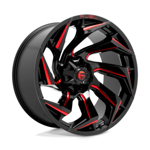 FUEL 1PC D755 REACTION 24X12 -44 GLOSS BLACK MILLED WITH RED TINT | D75524201747